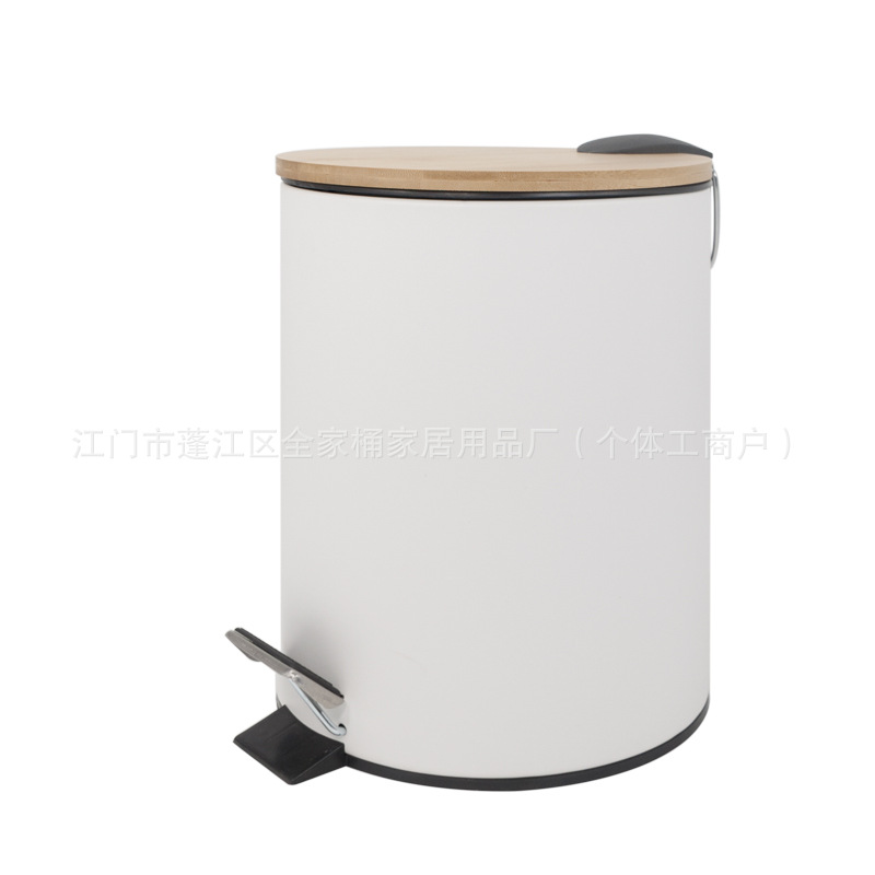 Cubo de basura con tapa de bambú y cierre silencioso, para cocina o baño