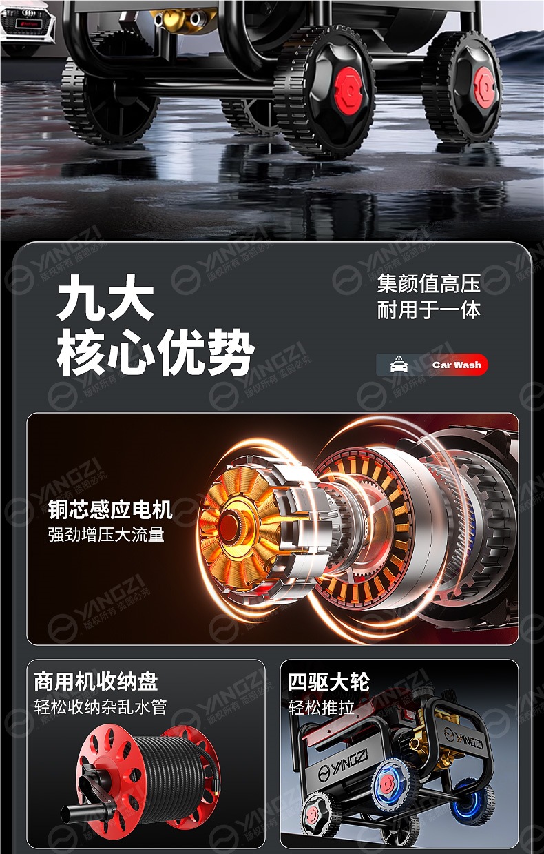 Yangzi car washer high pressure water gun 220v