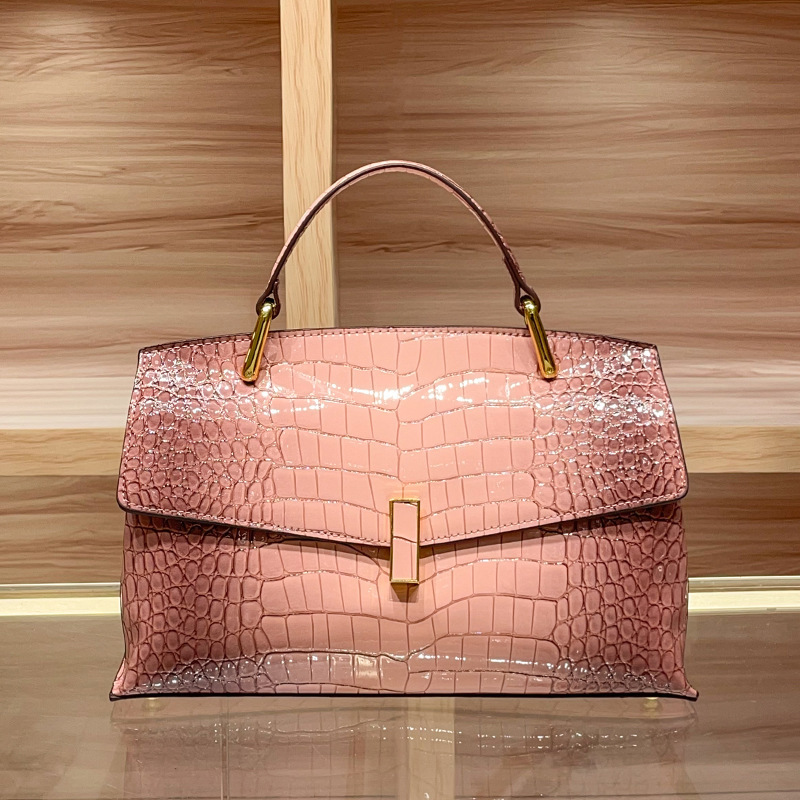 Factory Direct Supply High-End Fashion Crocodile Pattern Handbag 2025 New Genuine Leather Export Cross-Border Shoulder Crossbody Large Bag