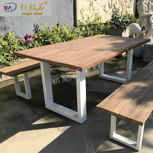 Concrete Scenic Area Imitation Wood Table and Stool Combination, Playground Dining and Leisure Area Tables and Chairs, Simple Outdoor Cement Stools