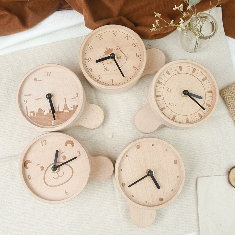 Clock pequeño creativo, decoración para niños, caja de dientes de leche de madera, caja de dientes de leche de reloj de amor de por vida