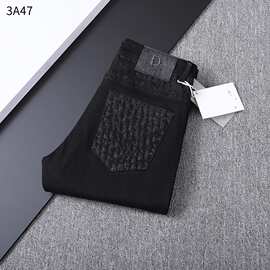 3A47 春夏D家轻奢欧货牛仔裤男士黑色潮牌高级感小直筒微弹休闲裤