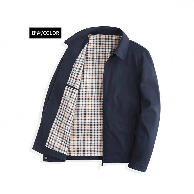 New high-end business casual autumn jacket for middle-aged and elderly men, featuring a lapel design, suitable for spring and autumn wear