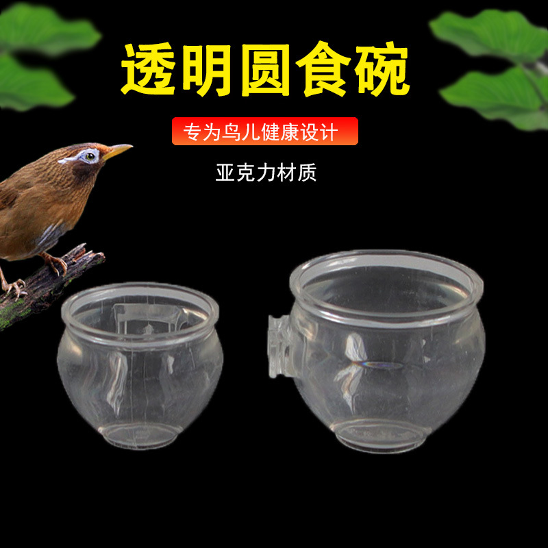 繡眼畫眉八哥鳥食杯玻璃鳥食罐塑料透明紅子顛頦盒水杯缸鳥籠配件