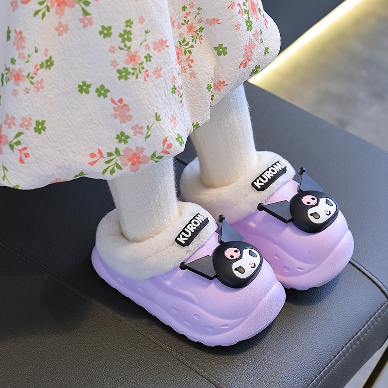 Sanliou zapatillas de algodón de invierno para niños, niñas y niñas, calentamiento y terciopelo, Kulomi, EVA impermeable para padres e hijos, tacones de algodón