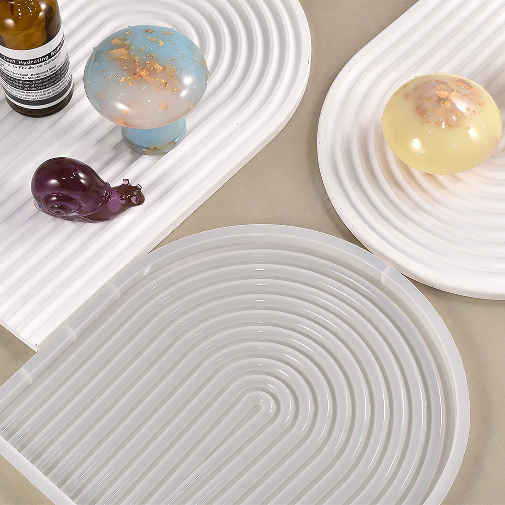 Diy cristal epoxi yeso decoración placa colocación arco onda terraza bandeja de almacenamiento molde de silicona en stock