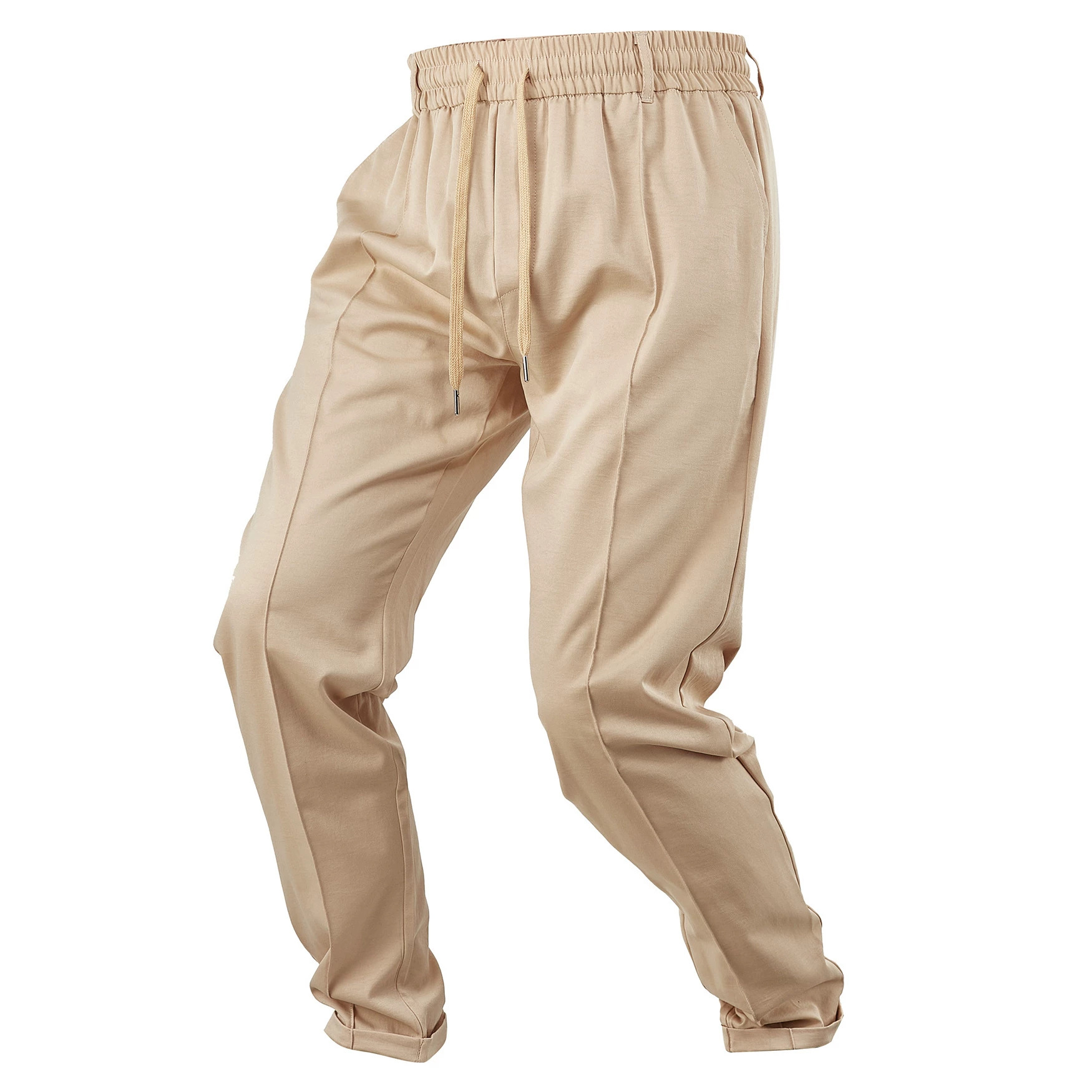 Europa y Estados Unidos ropa de hombre transfronteriza de verano suelta transpirable cintura alta correa de algodón twill tela de tejido americano pantalones casuales
