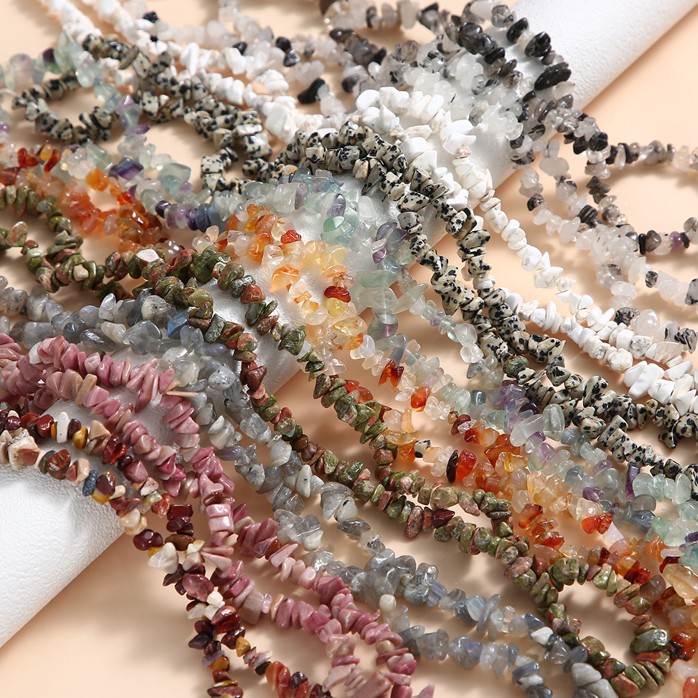 玛瑙发晶天然石碎石手工DIY手链饰品项链不规则有孔串珠散珠配件