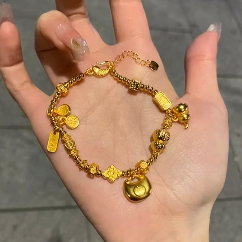 金店の同モデルの大衆の軽豪華な高級感の沙金の太った福の瓢箪は腕輪の女性の金の百合の沙金の装飾品を巻いています。|undefined