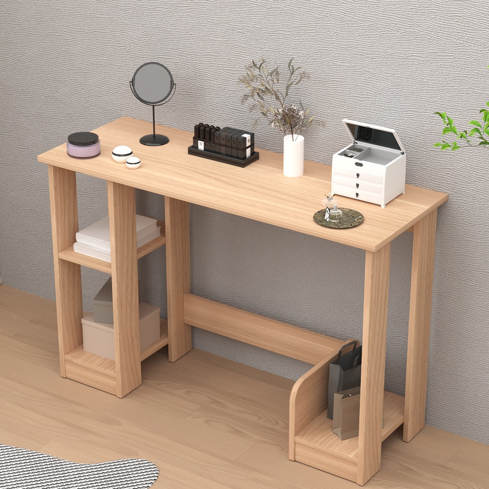 Moderno simple comedor escritorio de computadora estante de libros en un pequeño dormitorio estante de almacenamiento junto a la cama mini pequeño tipo de casa mesa de maquillaje