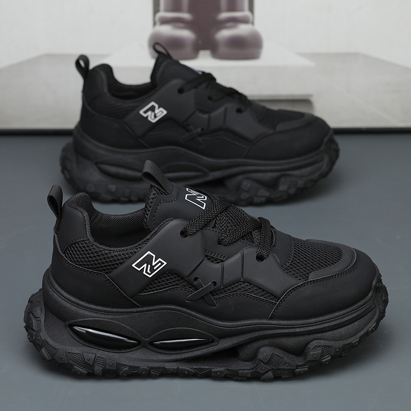 Premium New Balance Black Warrior Men's Shoes, Breathable Mesh, Casual Height-Increasing Youth Running Sports Dad Shoes NB