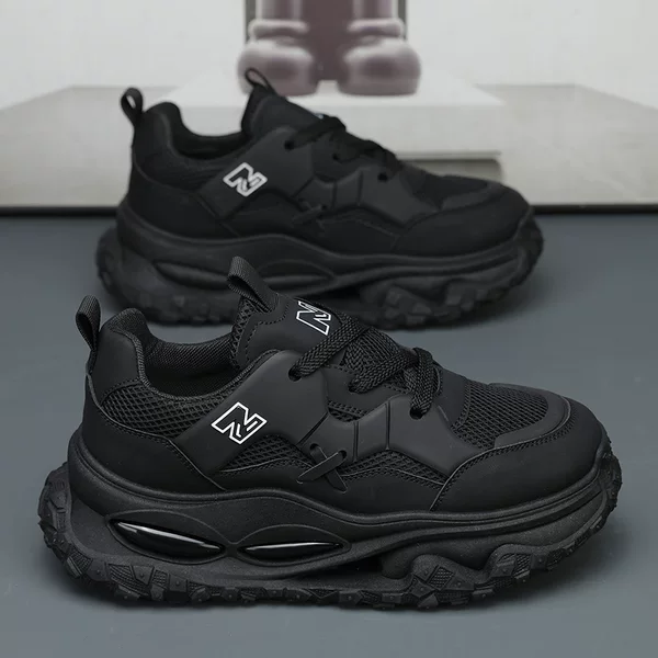 Premium New Balance Black Warrior Men's Shoes, Breathable Mesh, Casual Height-Increasing Youth Running Sports Dad Shoes NB