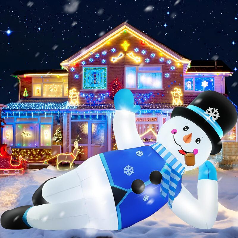 クロスボーダークリスマスパーティー装飾新しい大型クリエイティブかわいい漫画発光インフレータブル雪だるま人形装飾品|undefined