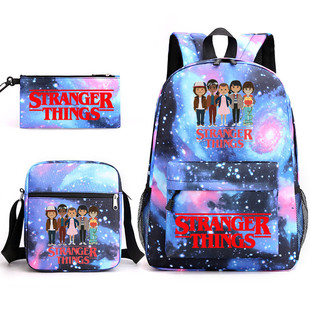 Strange Story Stranger Things Bag Backpack Foreign Trade Three-piece Canvas Bag Crossbody Bag New