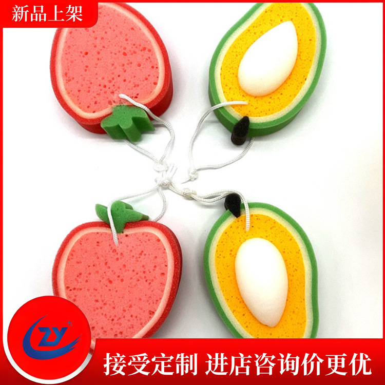 批发创意水果厨房清洁海绵 立体水果洗碗刷多功能家用清洁海绵擦