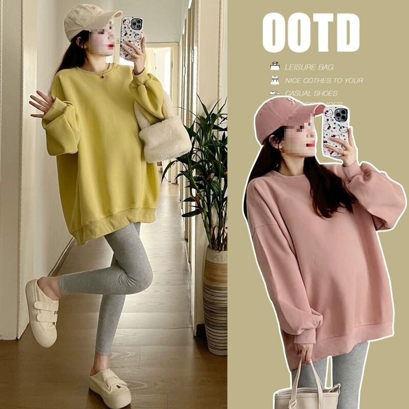 Plus Size Sweatshirt Autumn 2025 Butt Maternity Autumn Top New Suit Long Sleeve Cover-Up Autumn and Winter Loose