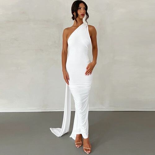 European and American style women's clothing 2024 summer new sexy backless pleated slim color sleeveless dress wholesale