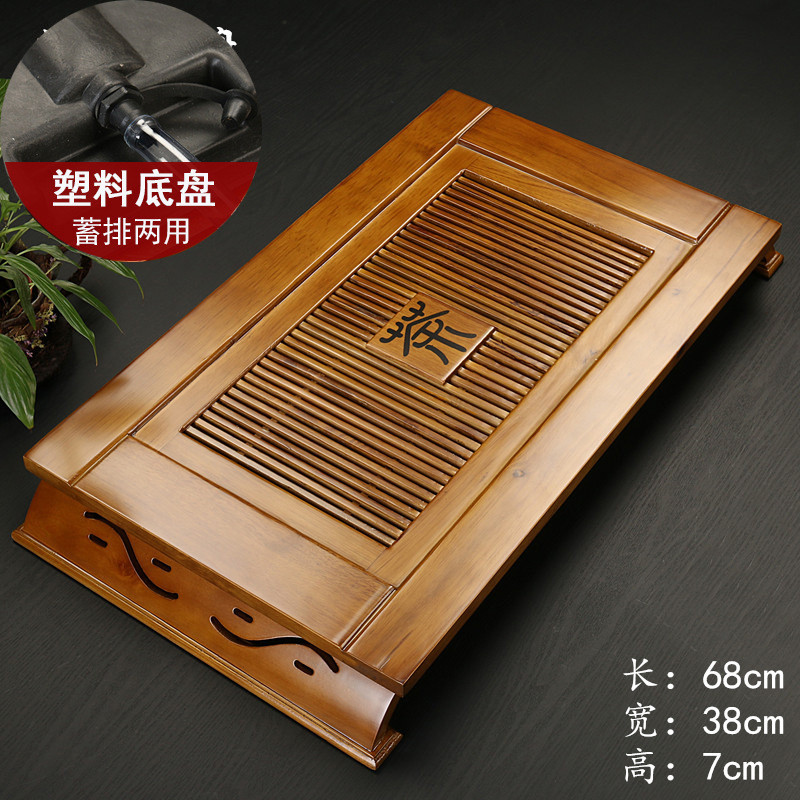 $$차 캐릭터 차 트레이 [갈색] (플라스틱 섀시) 이중 목적 물 저장/배수$$