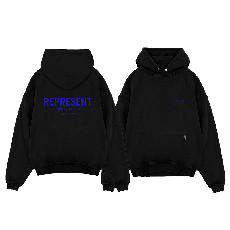 トレンドブランド REPRESENT クラシックスローガンレタープリントルーズフード付きスウェットシャツ男女兼用ハイストリートクロスボーダー|undefined