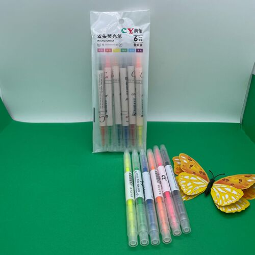 Colorful Double-Headed Highlighter Pen 6 Colors 12 Colors Marker Highlighter Pen Student Doodle Journal Pen Slanted Tip Watercolor Pen