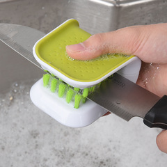 Knife and Dish Brush Cleaning Brush Washing Scrub Vegetable Knife Western Fork Special Tool Kitchen Hand Protection Dual-Sided Knife Brush Decontamination