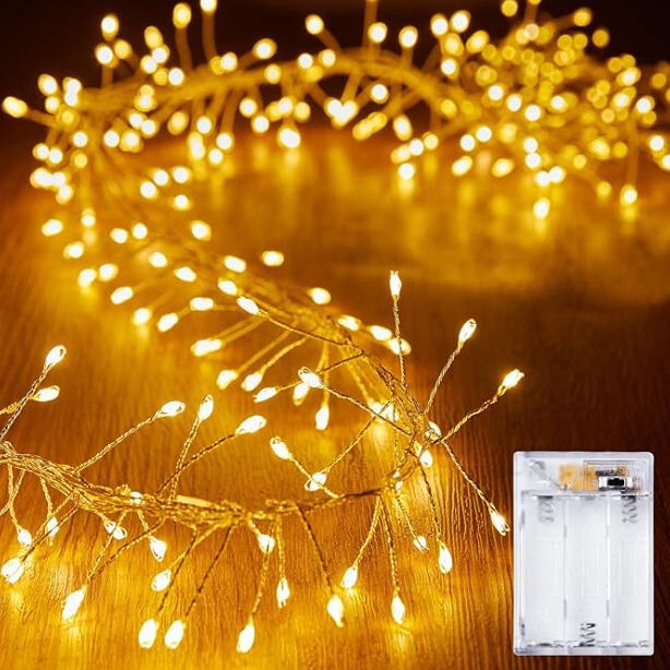 10 Feet Battery Operated Fairy Lights120 Led Firecrackers String Lights Waterproof Silver Wire Starry Firefly Lights
