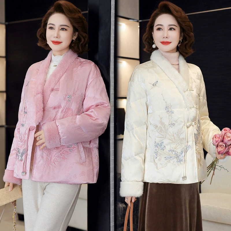 Новая китайская мама пуховик зимняя одежда 2024 новая теплая марка хлопковая куртка среднего и пожилого возраста женская осенняя зимняя куртка