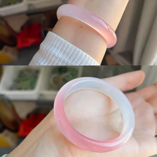 批发冰种渐变粉郁金香精品扁条手镯玛瑙时尚女款玉石镯子首饰礼品