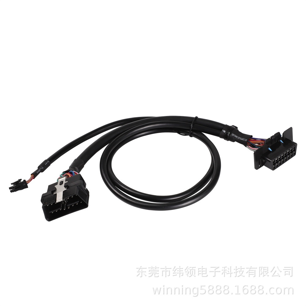 16针外螺纹至内螺纹，带Fush线束OBDII Y电缆用于OBD2诊断扫描仪