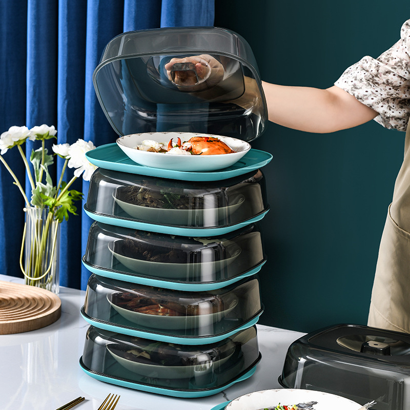 Insulated vegetable cover plastic multi-layer household dust-proof dining table leftover food cover storage food box lunch box microwave heating