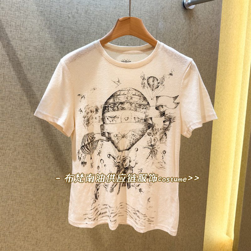 Shenzhen Nanyou Hot Air Balloon Print Round Neck Pure Cotton Short-Sleeved T-Shirt for Women 26 New Summer Style Versatile Design Top Shenzhen Nanyou Hot Air Balloon Print Round Neck Pure Cotton Short-Sleeved T-Shirt for Women 26 New Summer Style Versatile Design Top