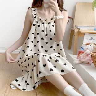 Japanese Style Sweet Nightdress Women's Summer Tissot Woven Bubble Wrinkled Cloth 2023 New Sweet Simple Home Clothes
