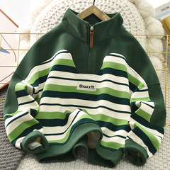 Children's Cotton Track Top 2024 Spring New Kids Sports Korean Style Cool Shirt for Big Kids Spring and Autumn Collar Shirt