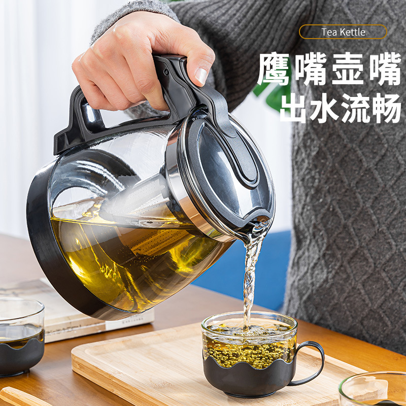 中式玻璃泡茶壶茶水分离冲茶器办公室耐高温防爆玻璃茶壶花茶壶套