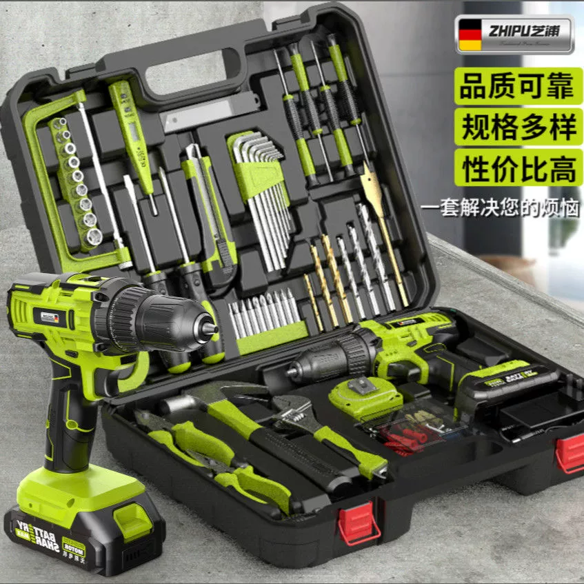 Electric drill 21V, full cordless screwdriver set — impact & flat models, complete tool kit