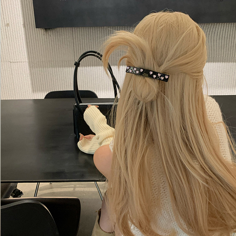 韓国ラブラインストーンレターヘアピン、ファッショナブルな毎日の通勤前髪クリップ、甘くて多用途なBBクリップヘアピンヘアアクセサリー|undefined