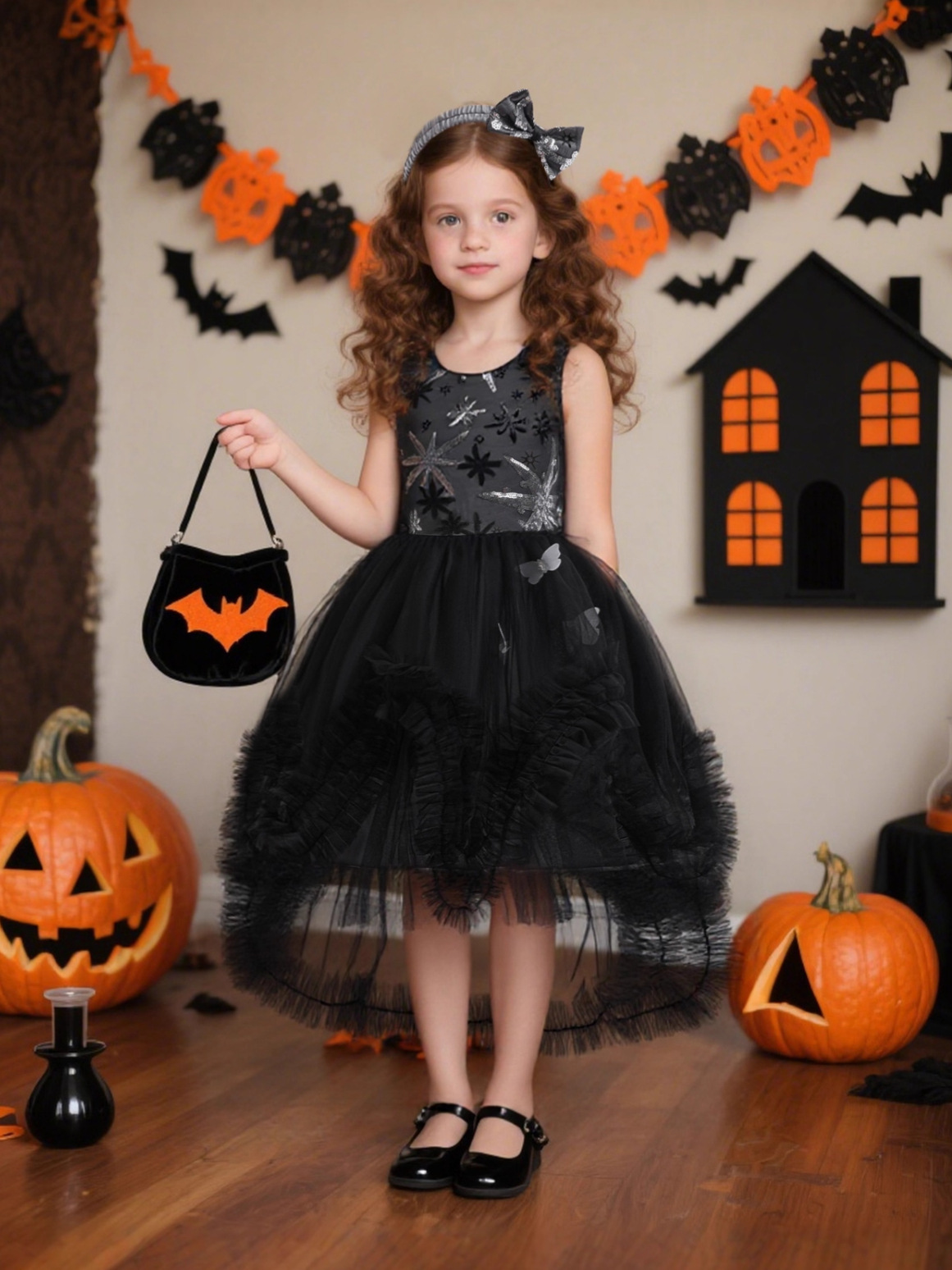 Nuevos vestidos de niñas transfronterizos vestidos de princesa de Halloween vestidos de malla vestidos de cola