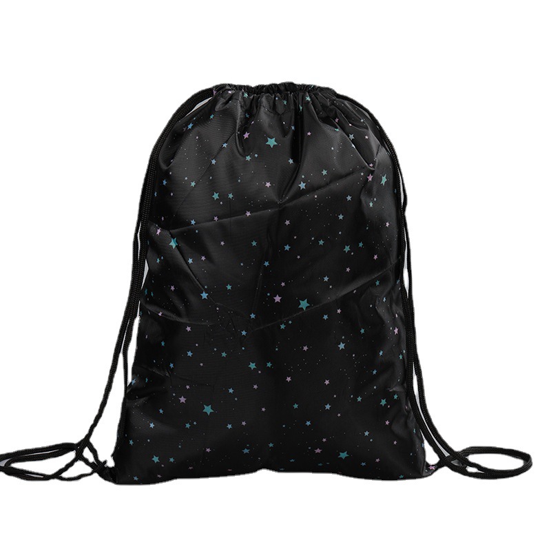 Impreso dibujos animados publicidad hombro deportes bolsa de almacenamiento ligero poliéster cordón bolsa impermeable gran capacidad mochila bolsa