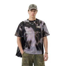 捷展男装|210G数码印T恤2026春夏新品跨境网眼透气印花短袖上衣潮