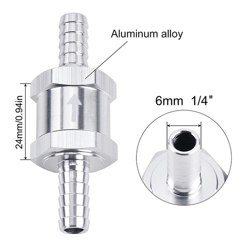 Car fuel one-way check valve 6/8/10/12mm aluminum alloy gasoline diesel one-way valve check valve