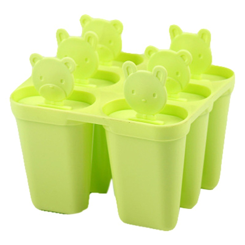 6 unids DIY cubo de hielo con tapa oso molde de helado molde creativo molde de hielo de dibujos animados molde hogar casero helado