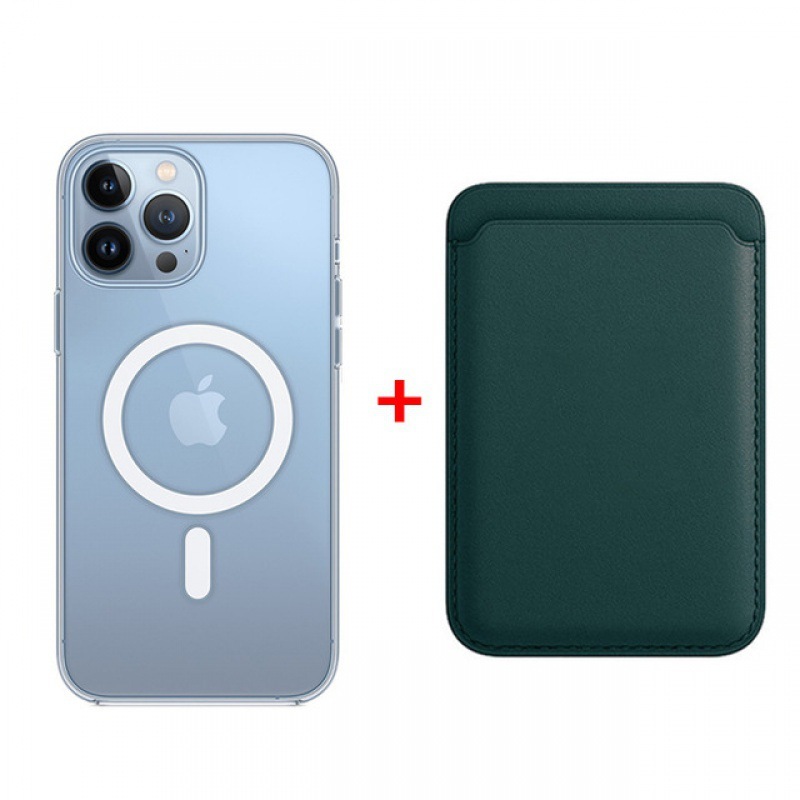 Apple 17ProMax対応 iPhone16用ケース マグネット式 透明 MagSafe対応 レザーPU 磁気カードホルダー|undefined