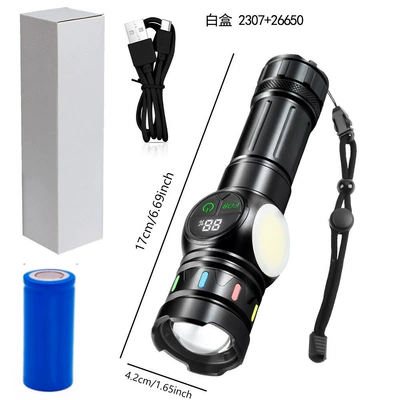 Flashlight Multifunctional Strong Light Flashlight: UV fənərlər - 2307-flashlight-26650