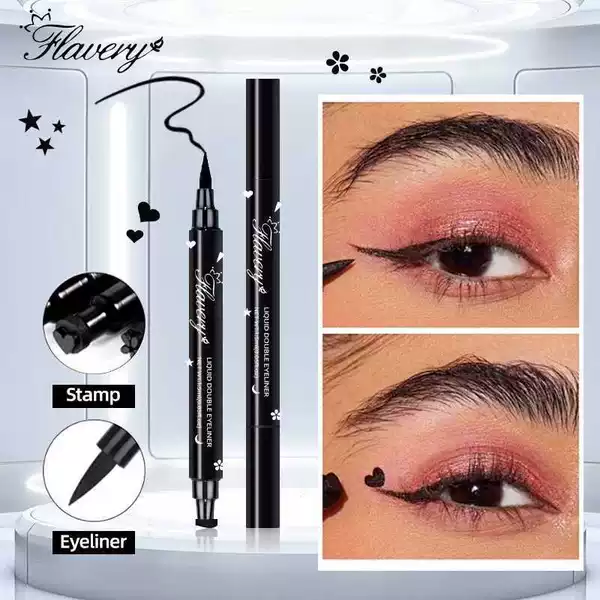 Cross-Border Double-Ended Stamp Eyeliner Pen with Cute Patterns, Waterproof, Non-Smudging, Easy to Apply, Embellishes the Corners of the Eyes, Single Piece