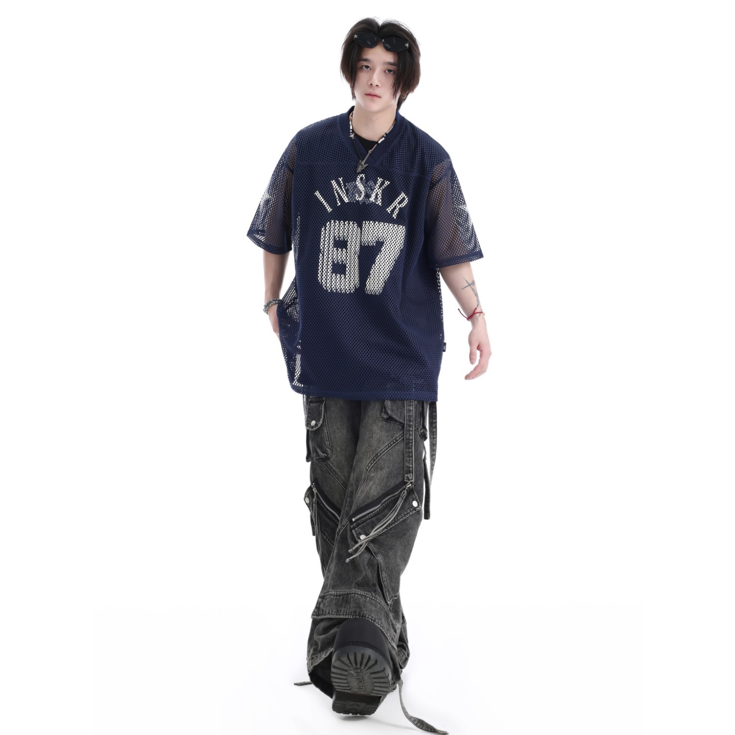 Mesh Jersey American Street Style Printed Short Sleeve T-Shirt For Men And Women Summer_viptrois.com