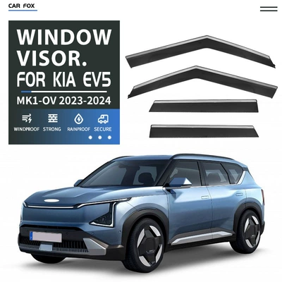 Suitable for Kia Ev5 Window Visor, Rain Shield, Sunshade, Rain Deflector, Rain Eyebrow Kia Ev5 Window Visor (Rain shield) - standard-packing-without-logo-kia-ev5kia-ev5-mk1-ov-2023-with-bright-strips-rain-shield