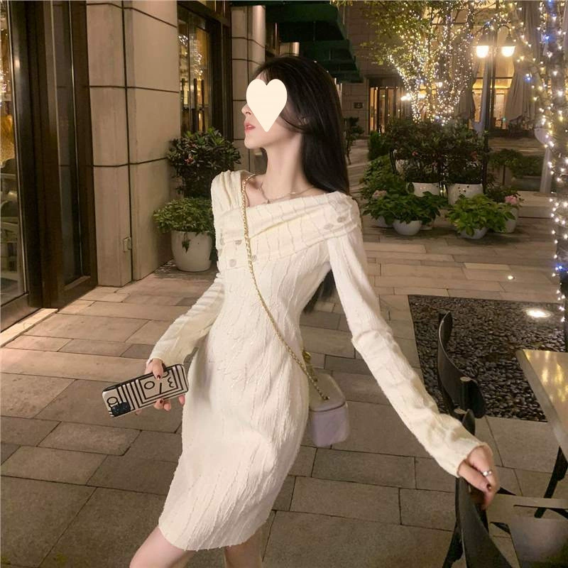 Платье деми-сезонное для подростков, французский стиль Chanel-style, твидовый вид, с длинными рукавами
