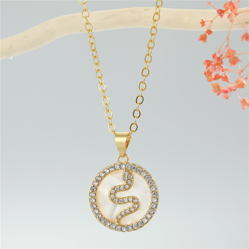 Fashion round point diamond star devil eye snake pendant necklace