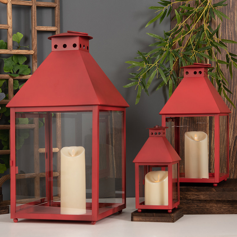 European-Style Retro Red Wedding Candle Holder, Kerosene Lampshade, Windproof Lantern, Soft Decoration, Prop for Photography European-Style Retro Red Wedding Candle Holder, Kerosene Lampshade, Windproof Lantern, Soft Decoration, Prop for Photography