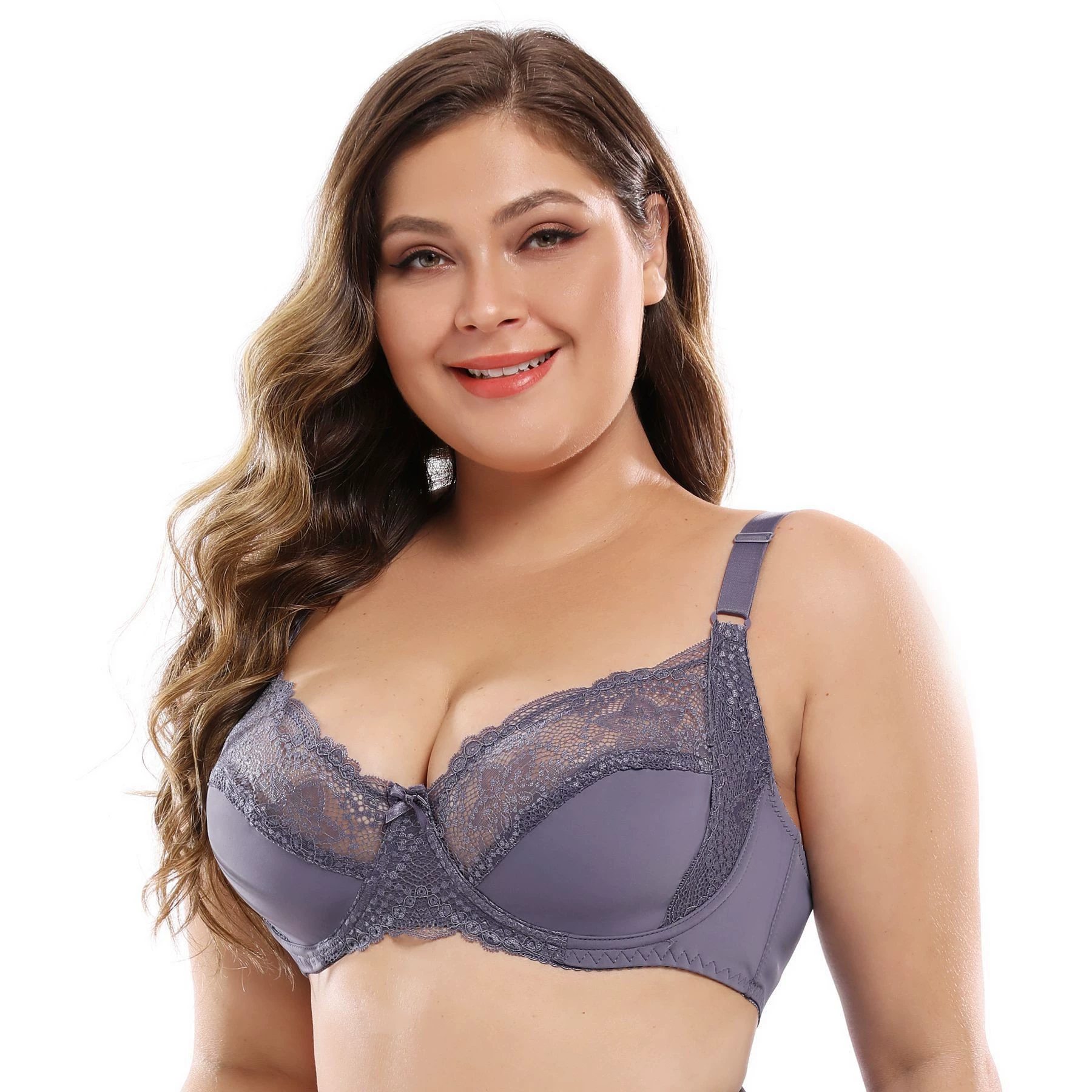 Ultra-thin Plus-Size Bra, European Style, Underwire Steel Ring, Lace Trim (85D–110D)